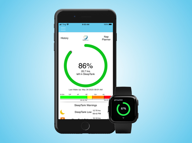 SleepTank Smartwatch App to manage sleep and fatigue.